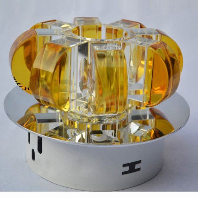 Modern Pumpkin Crystal LED Hallway Corrider Ceiling Lamp Flower Crystal Porch Living Room Ceiling Light Semi Flush Mounted Ceiling Lights