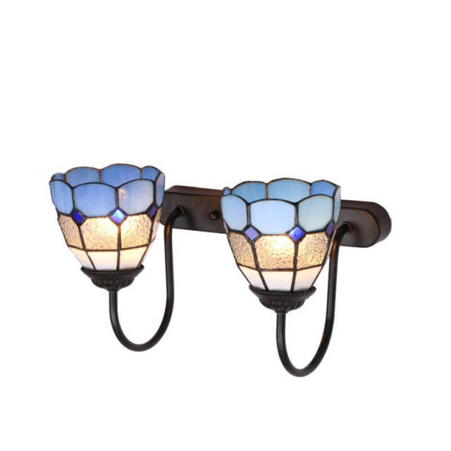OOVOV Tiffany Wall Lights 13&quot; Wide 2 Light Double Sconce with Stained Glass Shades