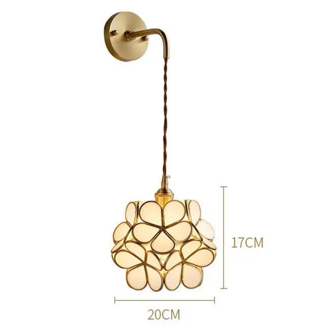 OOVOV Copper Glass Flower Bedsides Wall Lights Nordic Living Room Study Room Balcony Corridor Stairs Wall Lamp