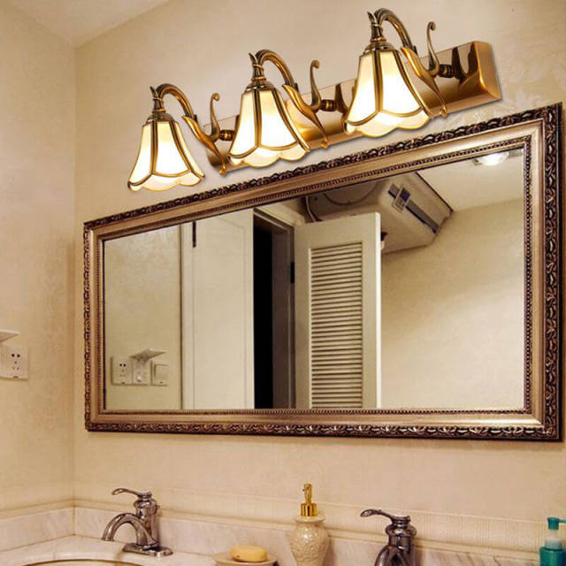 OOVOV Classic Copper Glass Bathroom Mirror Lights Waterproof Washroom Mirror Cabinet Light Living Room Hallway Wall Lamp