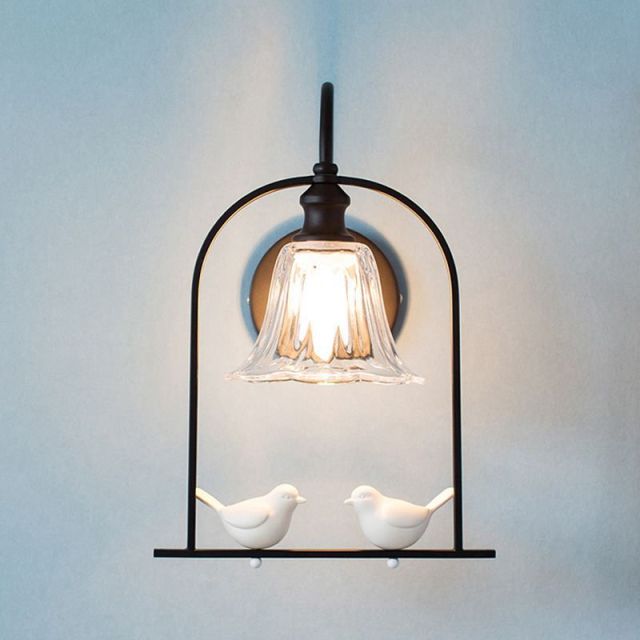 OOVOV Creative White Black Birds Wall Lamp Nordic Fashion Living Room Bedroom Balcony Aisle Wall Lamps Light