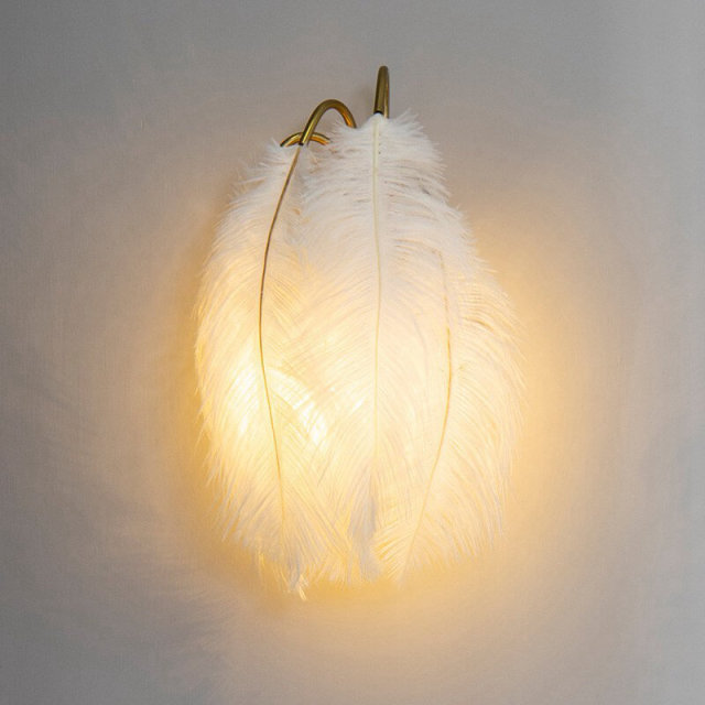 OOVOV Feather Bedsides Wall Lights 1 Light Princess Room Living Room Balcony Corridor Stairs Wall Lamp