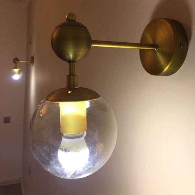 OOVOV Glass Ball Wall Light Sconce Magic Bean Globe Molecular Wall Light Sconce for Restaurant Living Room Bathroom Mirror Headlights Bedside in Gold