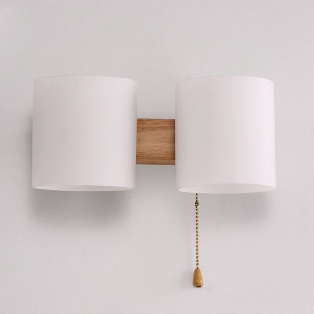 OOVOV Wood Wall Lamp Modern Bedroom Lighting Fixtures Wall Sconces Lamp with Glass Lamp Shade for Living Room Kitchen Hallway