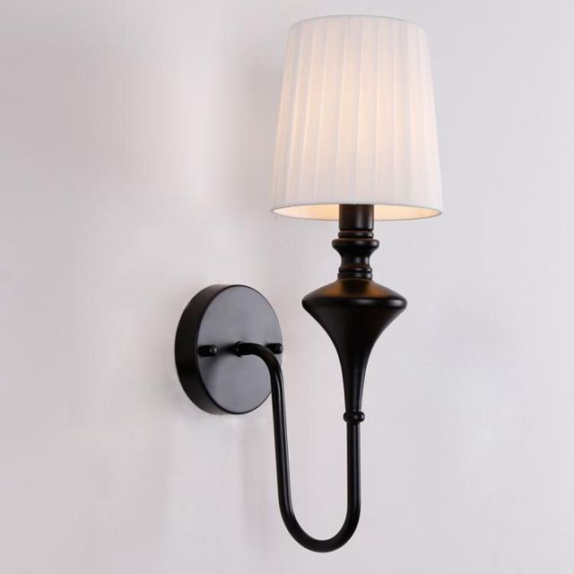 OOVOV Living Room Wall Lamp Wall Light With Fabric Lampshade For Study Room Bedroom Bedside Hallway E27