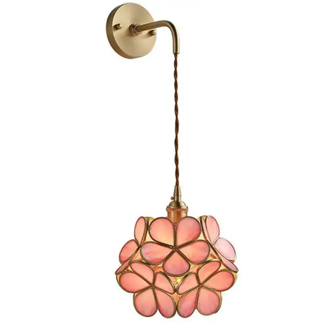 OOVOV Copper Glass Flower Bedsides Wall Lights Nordic Living Room Study Room Balcony Corridor Stairs Wall Lamp