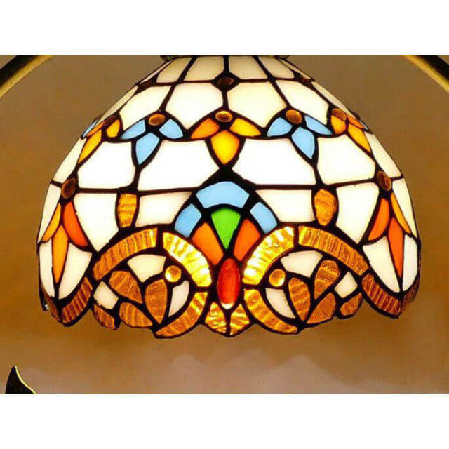 Tiffany Bird Circle Corridor Pendant Lamp Bar Counter Balcony Rockke Glass Shade Hanging Light Hallway Mediterranean Dining Room Drop Lights