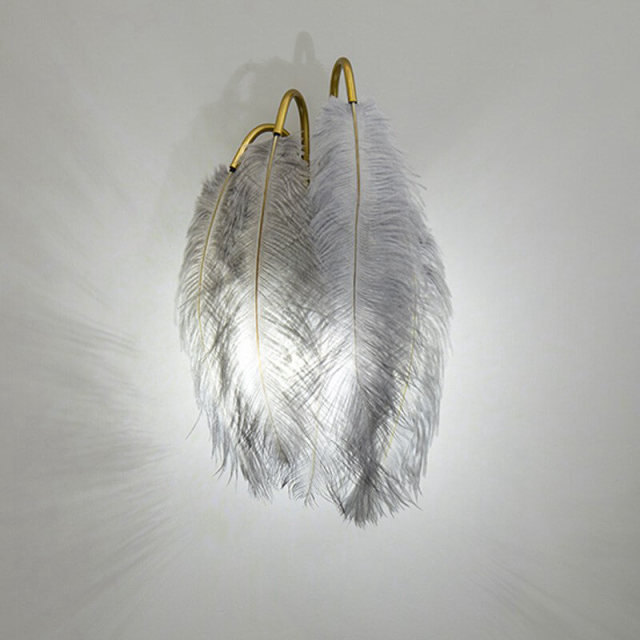 OOVOV Feather Bedsides Wall Lights 1 Light Princess Room Living Room Balcony Corridor Stairs Wall Lamp