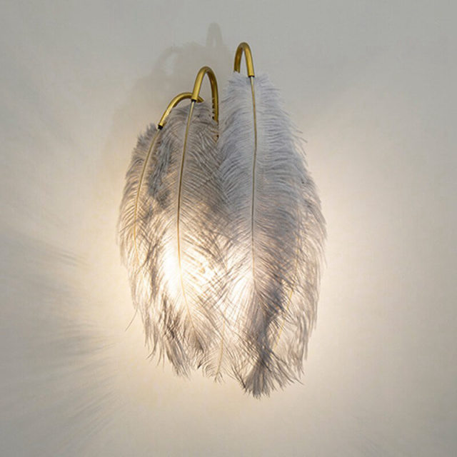 OOVOV Feather Bedsides Wall Lights 1 Light Princess Room Living Room Balcony Corridor Stairs Wall Lamp
