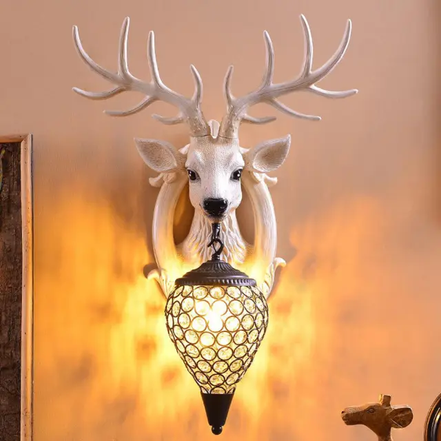 OOVOV Nordic Crystal Antlers Corridor Wall Lights Creative Living Room Study Room Balcony Stairs Wall Lamp