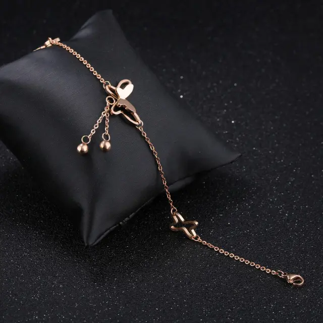 Women Anklets Butterfly Bow Girls Anklet Titanium Steel Rose Gold Anklet Accessories Girlfriend Birthday Gift Jewelry