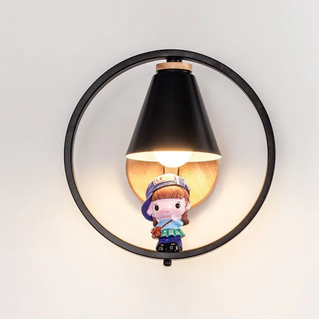 OOVOV Creative Black White Iron Boy Girl Wall Lamps Living Room Bedroom Balcony Corridor Stairs Nordic Wall Lights