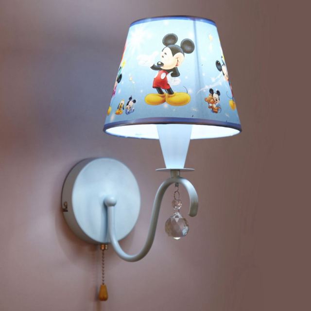 OOVOV Wall Sconces Cartoon Wall Light With Fabric Lampshade and Rope Switch For Baby Room Boys Girls Room Bedroom Bedside
