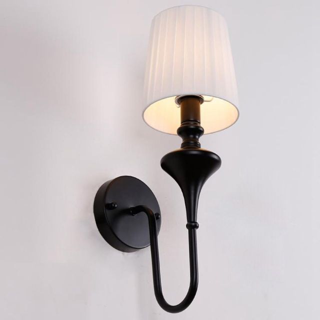 OOVOV Living Room Wall Lamp Wall Light With Fabric Lampshade For Study Room Bedroom Bedside Hallway E27