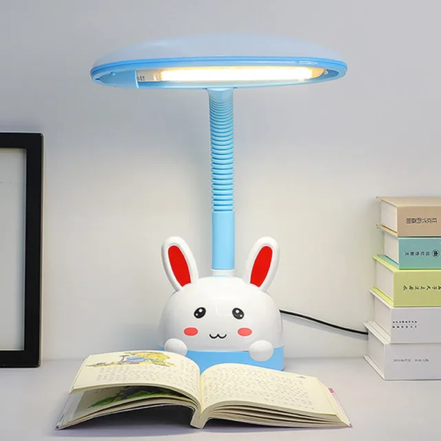 Dimmable LED Eye Protection Table Lamp for Kids Cartoon Desk Lamp with One-Button Switch 360° Adjustable Hose Replaceable lamp Sources Plug-in Table L