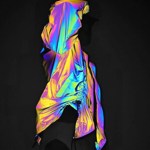 Rainbow Reflective Jackets for Men Streetwear Oversized Windbreaker Coats