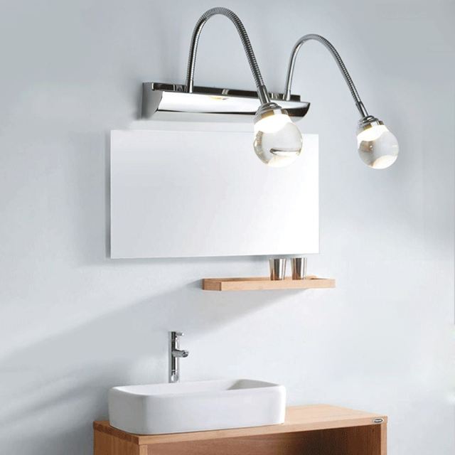 OOVOV LED Vanity Light Fixtures Adjustable Stainless Steel Hose Mirror Lights Bathroom Washroom Dresser Make-up Wall Lamp Sconces
