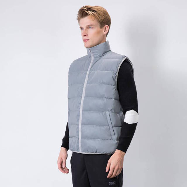 OOVOV Reflective Mens Winter Vests Casual Slim Fit Winter Jacket Women Sleeveless Jacket Zipper Men Vest Jacket