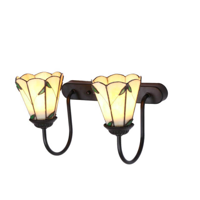 OOVOV Tiffany Wall Lights 13&quot; Wide 2 Light Double Sconce with Stained Glass Shades