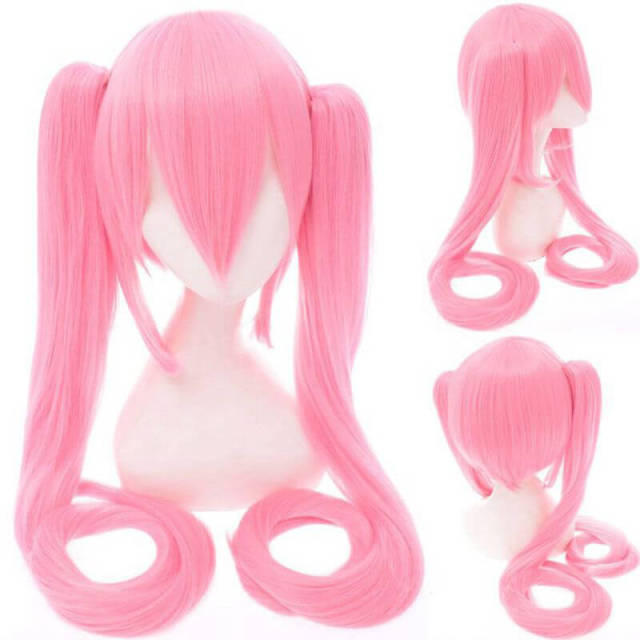 Cosplay Animation Wigs 120cm Hatsune Miku Cosplay Wig Long Straight Wig Sakura Snow Senbonzakura Two Ponytails