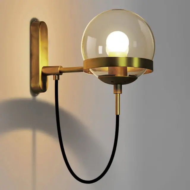 OOVOV Retro Glass Ball Wall Lights Industrial Loft Bar Wall Sconce