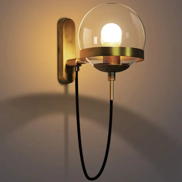 OOVOV Retro Glass Ball Wall Lights Industrial Loft Bar Wall Sconce