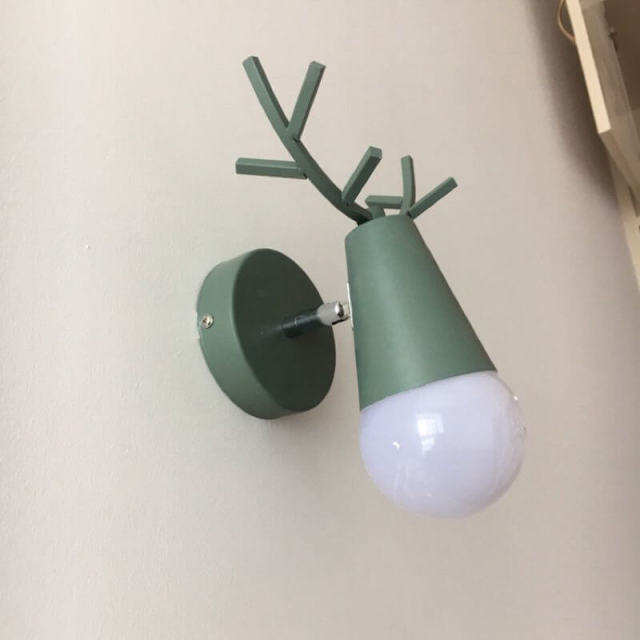 OOVOV Fashion Baby Room Deer Head Wall Lights Creative Kids Room Living Room Corridor Balcony Antlers Wall Lamp