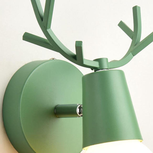 OOVOV Fashion Baby Room Deer Head Wall Lights Creative Kids Room Living Room Corridor Balcony Antlers Wall Lamp