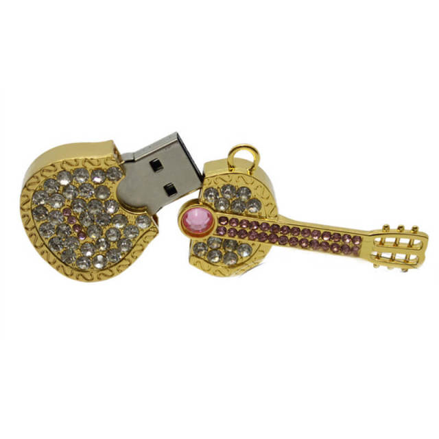 Crystal Jewelry Guitar Necklace USB Flash Drive USB2.0 USB Flash Drive 4G/8G/16G/32G/64G/128G