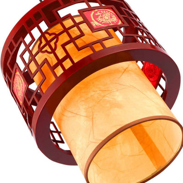 OOVOV Chinese Style Wooden Pendant Lamp Vintage Lanterns Pendant Lights