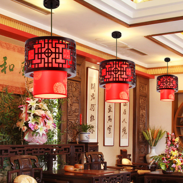 OOVOV Chinese Style Wooden Pendant Lamp Vintage Lanterns Pendant Lights