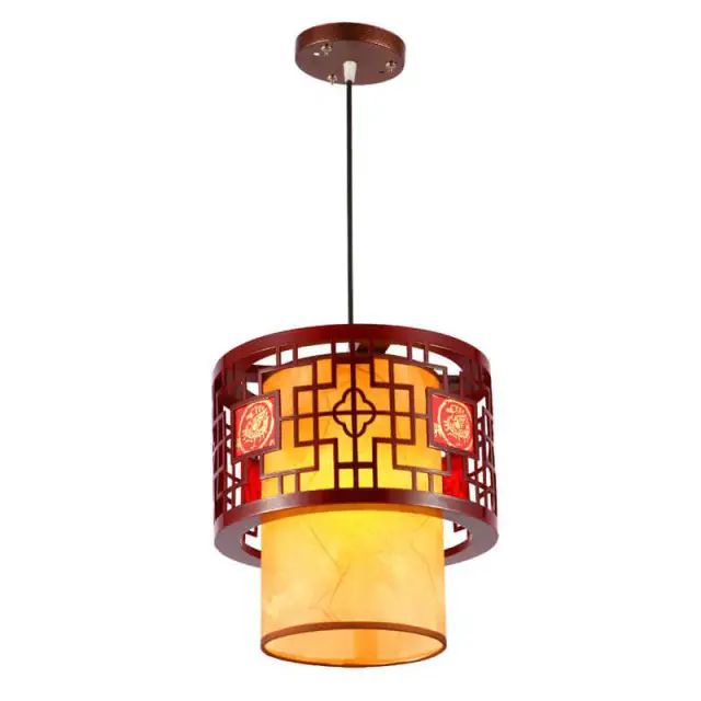 OOVOV Chinese Style Wooden Pendant Lamp Vintage Lanterns Pendant Lights