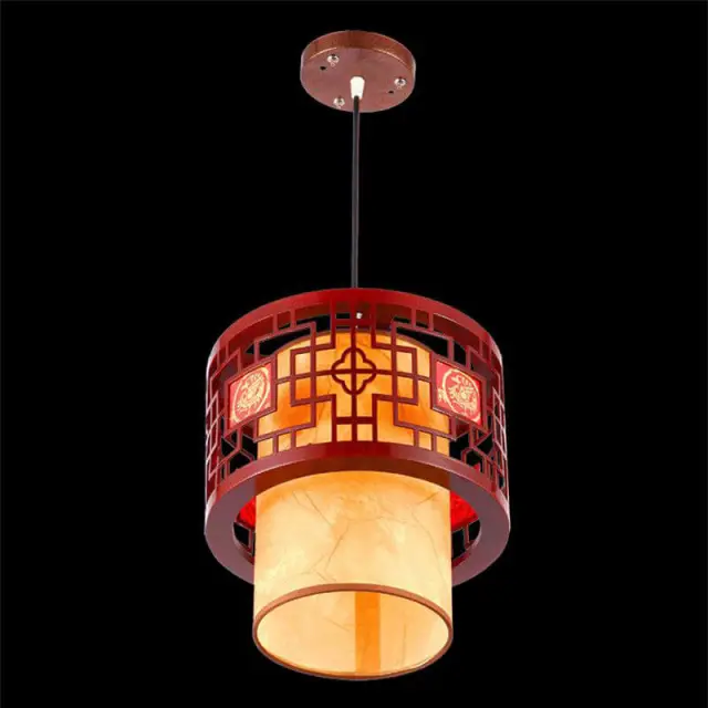 OOVOV Chinese Style Wooden Pendant Lamp Vintage Lanterns Pendant Lights