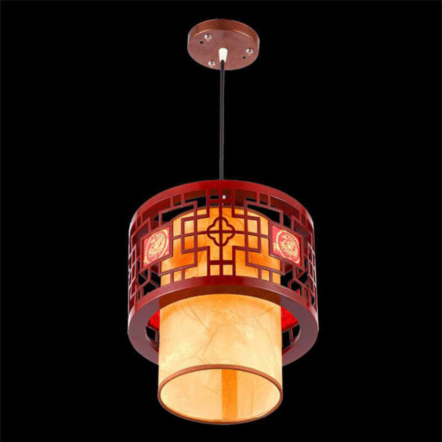 OOVOV Chinese Style Wooden Pendant Lamp Vintage Lanterns Pendant Lights