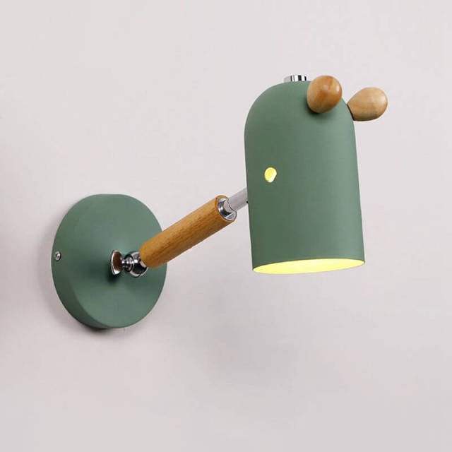 OOVOV Cartoon Giraffe Kids Room Wall Light Adjustable Iron Wood Bedroom Hallway Balcony Creative Wall Lamps