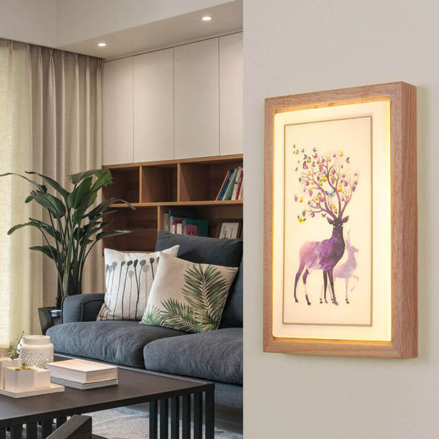 OOVOV Nordic LED Mural Lights Creative Deer Living Room Bedroom Hallway Stairs Wooden Wall Lamp Light