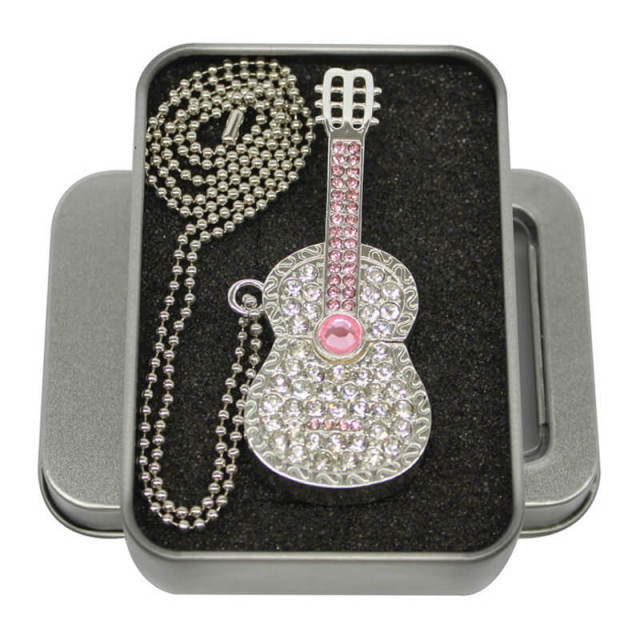 Crystal Jewelry Guitar Necklace USB Flash Drive USB2.0 USB Flash Drive 4G/8G/16G/32G/64G/128G