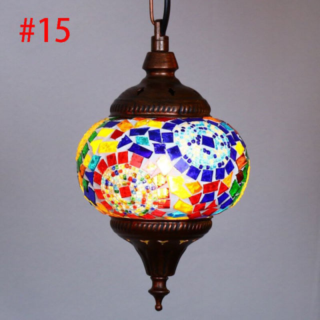 Bohemia Colorful Glass Corridor Pendant Light Country Rustic Mosaic Balcony Hallway Hanging Lamp Turkey Pendant Lighting Fixture