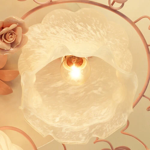 OOVOV Flowers Princess Room Ceiling Light Pastoral Iron Girls Room Ceiling Lamp Bedroom Study Room Ceiling Lights Fixtures