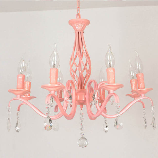 Mediterranean Dining Room Iron Chandelier Restaurant Bar Counter Painted Pink Blue Metal Pendant Lamp Hallway Balcony Pendant