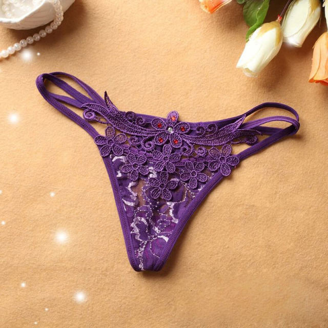 3 Pieces Ultra Sexy Lace Panty Lady's Open Crotch G-strings &amp; Thongs Panties One-Size Lacing Women's Underpants