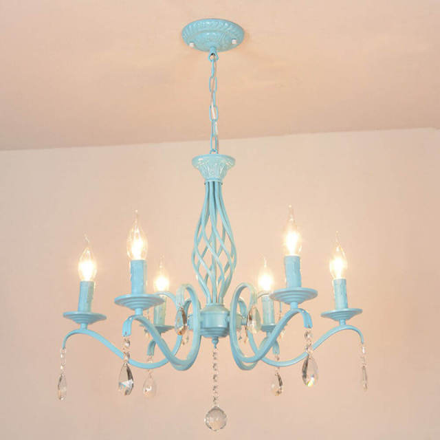 Mediterranean Dining Room Iron Chandelier Restaurant Bar Counter Painted Pink Blue Metal Pendant Lamp Hallway Balcony Pendant