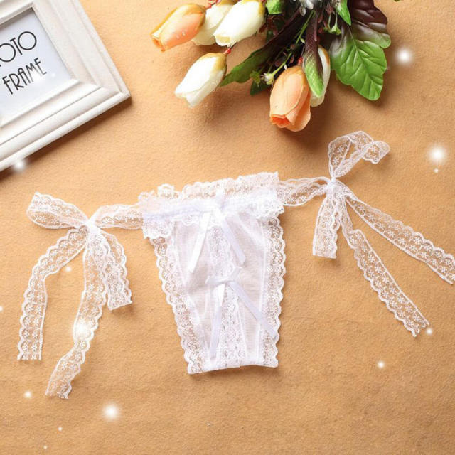 3 Pieces Ultra Sexy Lace Panty Lady's Open Crotch G-strings &amp; Thongs Panties One-Size Lacing Women's Underpants