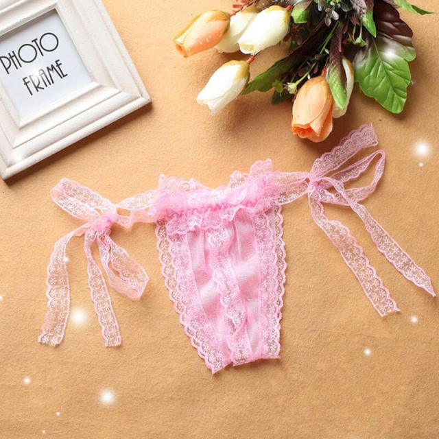 3 Pieces Ultra Sexy Lace Panty Lady's Open Crotch G-strings &amp; Thongs Panties One-Size Lacing Women's Underpants