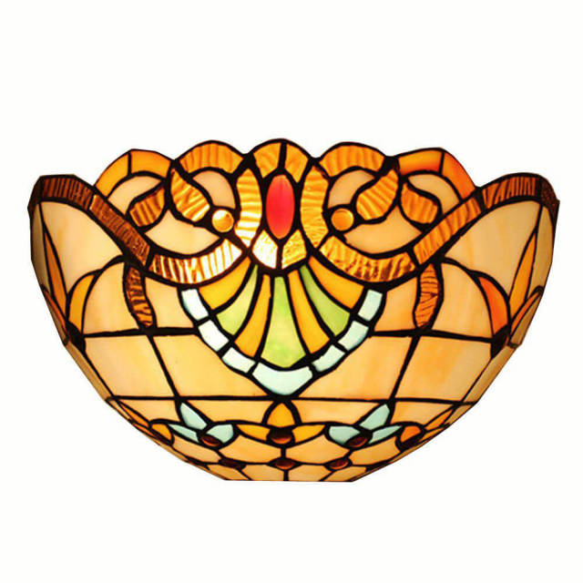 Luxury Tiffany Colorful Glass Bedroom BEDSIDES Wall Lamp Mediterranean Beads Flowers Semi-Circle Hotel Club Corridor Wall Lights