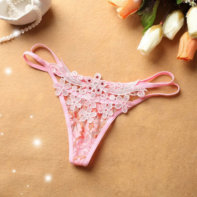 3 Pieces Ultra Sexy Lace Panty Lady's Open Crotch G-strings &amp; Thongs Panties One-Size Lacing Women's Underpants