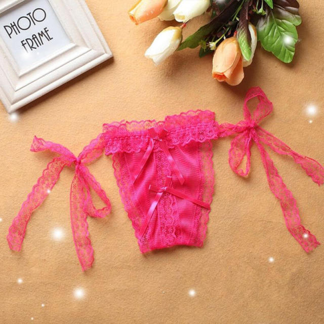 3 Pieces Ultra Sexy Lace Panty Lady's Open Crotch G-strings &amp; Thongs Panties One-Size Lacing Women's Underpants