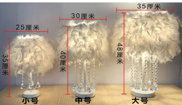 Modern Colored Feather Bedroom Bedsides Table Lights Wedding Crystal Hanging table Lamps Study Room Desk Lighting Fixtures