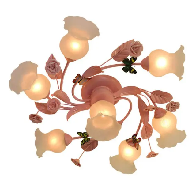 OOVOV Pink Flowers Girls Room Ceiling Lamps Creative Childrens Room Ceiling Lamp Girls Bedroom Ceiling Lights