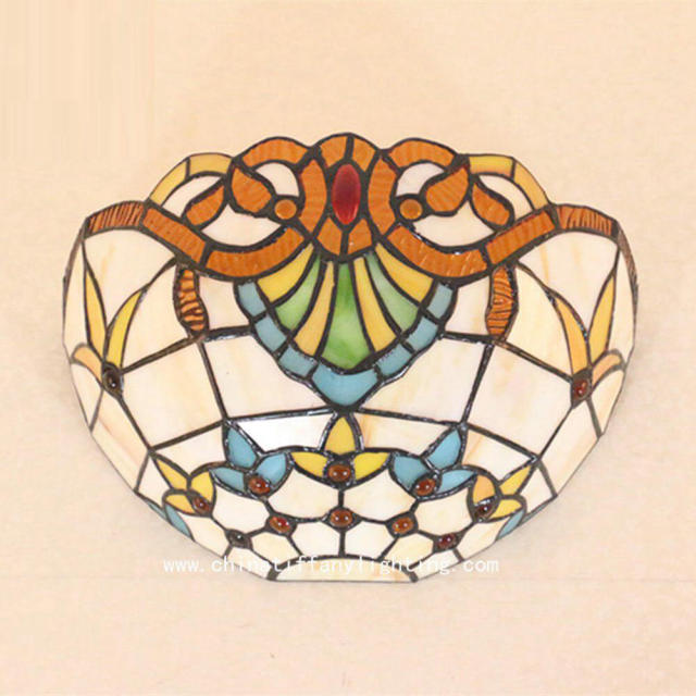 Luxury Tiffany Colorful Glass Bedroom BEDSIDES Wall Lamp Mediterranean Beads Flowers Semi-Circle Hotel Club Corridor Wall Lights